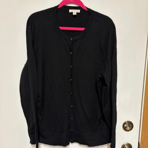 SILK COLDWATER CREEK BLACK BUTTON DOWN LONG SLEEVE 28"L CARDIGAN. SZ. 2X - Picture 1 of 2